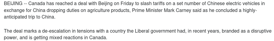 Screenshot 2026 01 25 at 10 42 32 China tariff trade Canada to allow more Chinese EVs